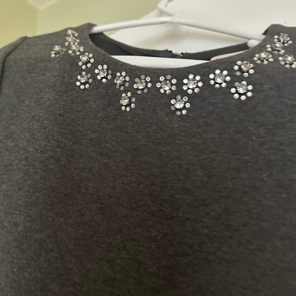 Jcrew crewcuts size 10 perfect condition grey short sleeve dress with beading - Picture 2 of 4